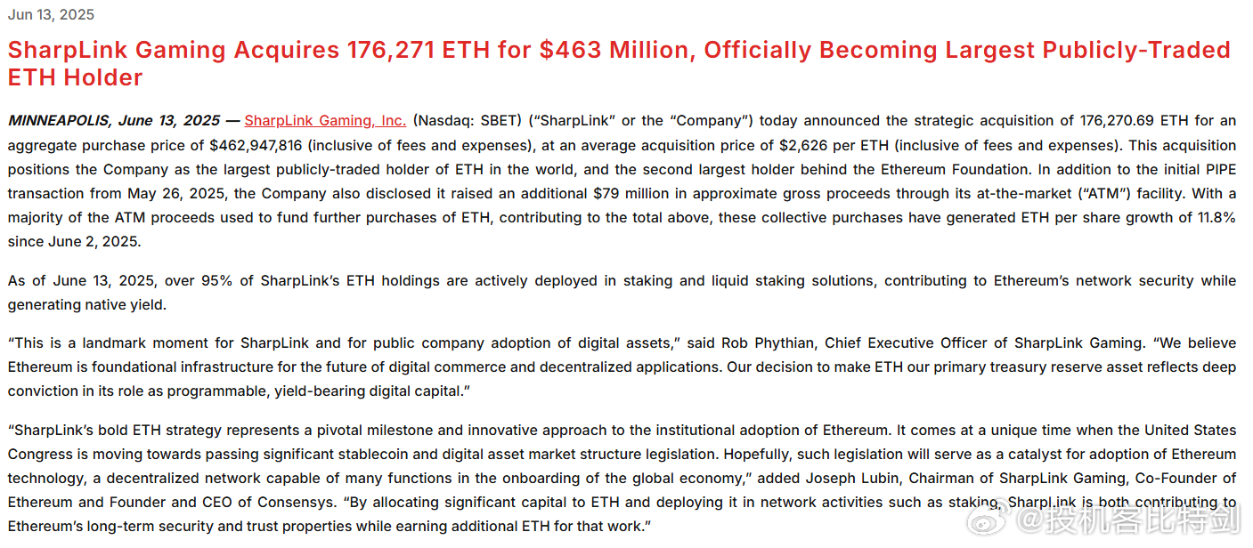 SharpLink以4.63億美元的財政部轉向大力押注ETH